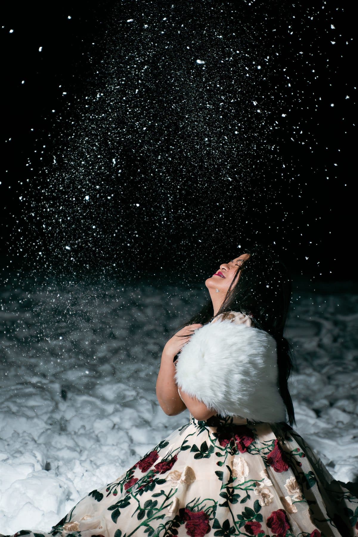 Snowfall Portrait Moment photography by Zeel Pix Visuals